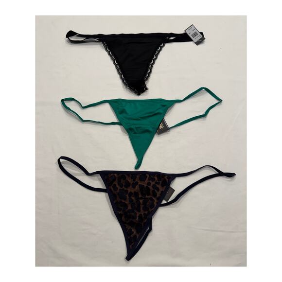NWT Frederick's of Hollywood Thong String Panties 1X Black Leopard Green LOT 3 - Picture 3 of 13